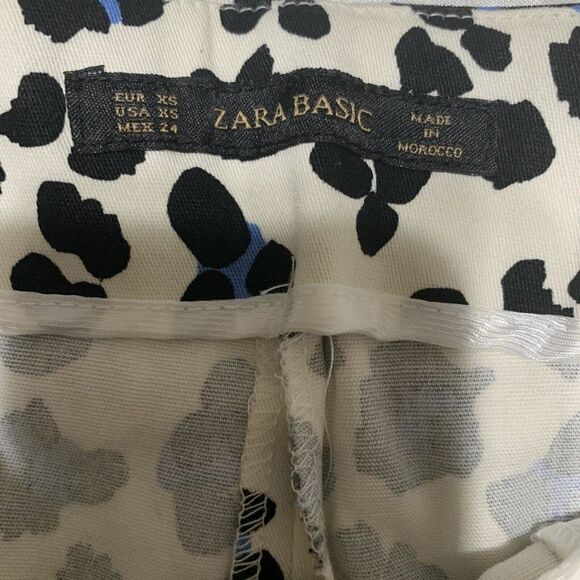 Zara 2620/185/070 new womens black white blue mid rise leopard print pants Xs - Picture 5 of 6